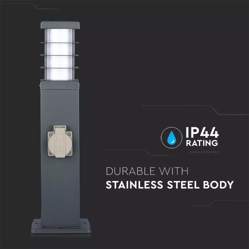 Vonkajšia lampa so zásuvkami SCHUKO 1xE27/13W/230V IP44