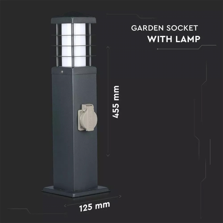 Vonkajšia lampa so zásuvkami SCHUKO 1xE27/13W/230V IP44