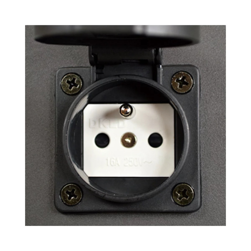 Vonkajšia lampa so zásuvkou NEW YORK 1xE27/12W/230V IP44 44 cm antracit