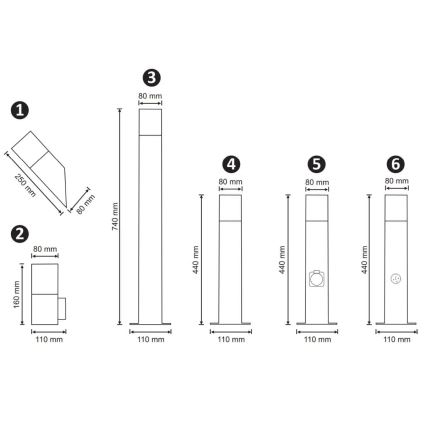 Vonkajšia lampa so zásuvkou NEW YORK 1xE27/12W/230V IP44 44 cm antracit
