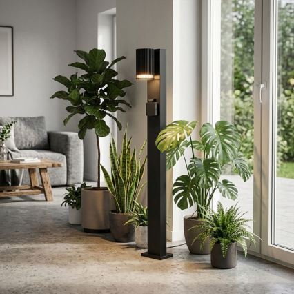 Vonkajšia lampa so zásuvkou SCHUKO 1xGU10/10W/230V IP44 80 cm čierna
