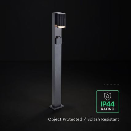 Vonkajšia lampa so zásuvkou SCHUKO 1xGU10/10W/230V IP44 80 cm čierna