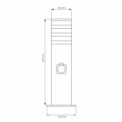 Vonkajšia lampa so zásuvkou TEKSAS 1xE27/20W/230V 44 cm IP44 čierna