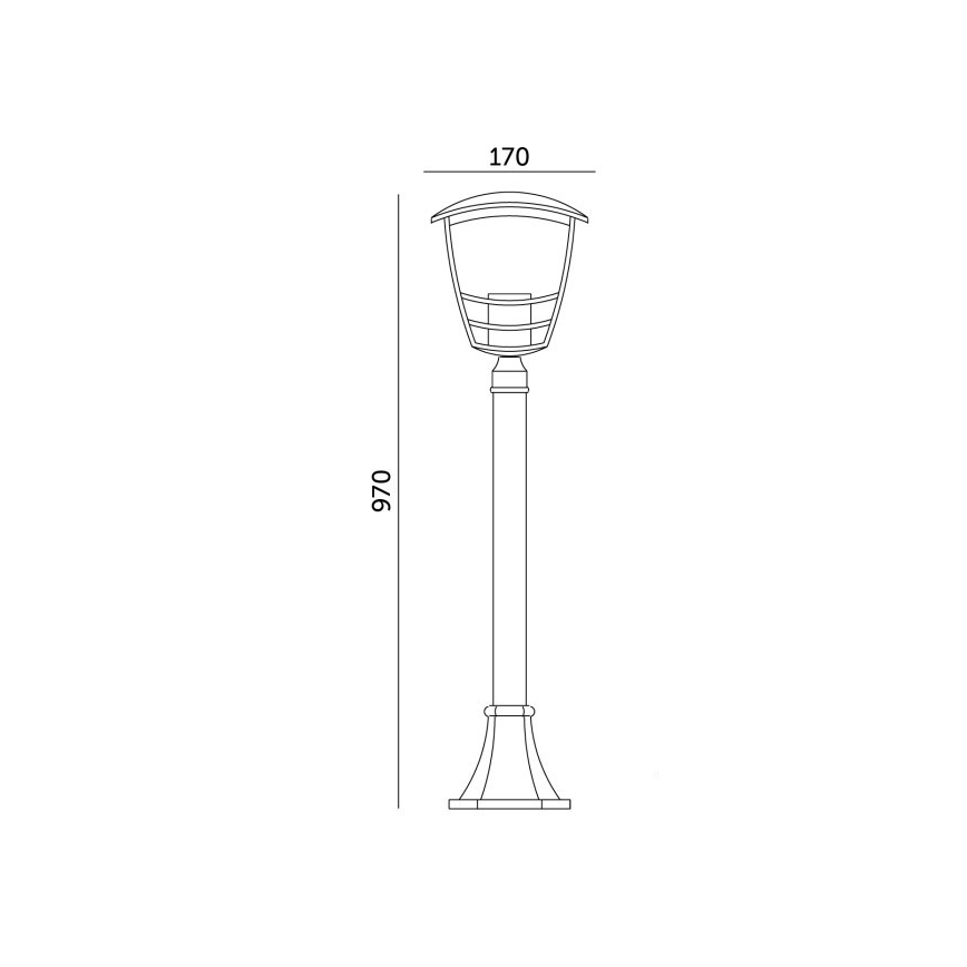 Vonkajšia lampa TEVIO 1xE27/60W/230V IP54 97 cm čierna