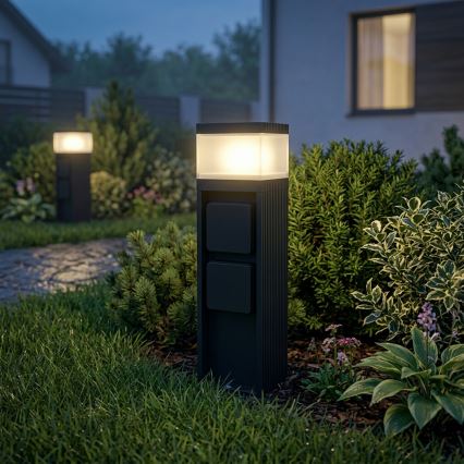 Vonkajšia lampa VESPER s 2 zásuvkami, 1xG9/5W/230V, IP44, 30 cm, čierna