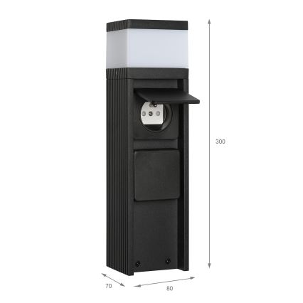 Vonkajšia lampa VESPER s 2 zásuvkami, 1xG9/5W/230V, IP44, 30 cm, čierna