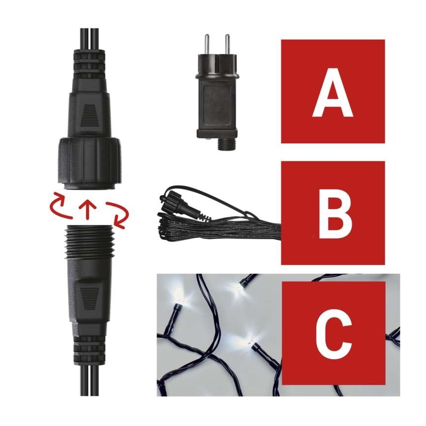 Vonkajšia LED reťaz 100xLED/15m IP44 studená biela