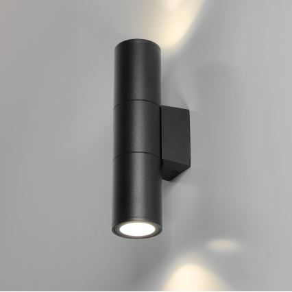 Vonkajšie nástenné svietidlo 2xGU10/35W/230V IP54 guľatý čierna