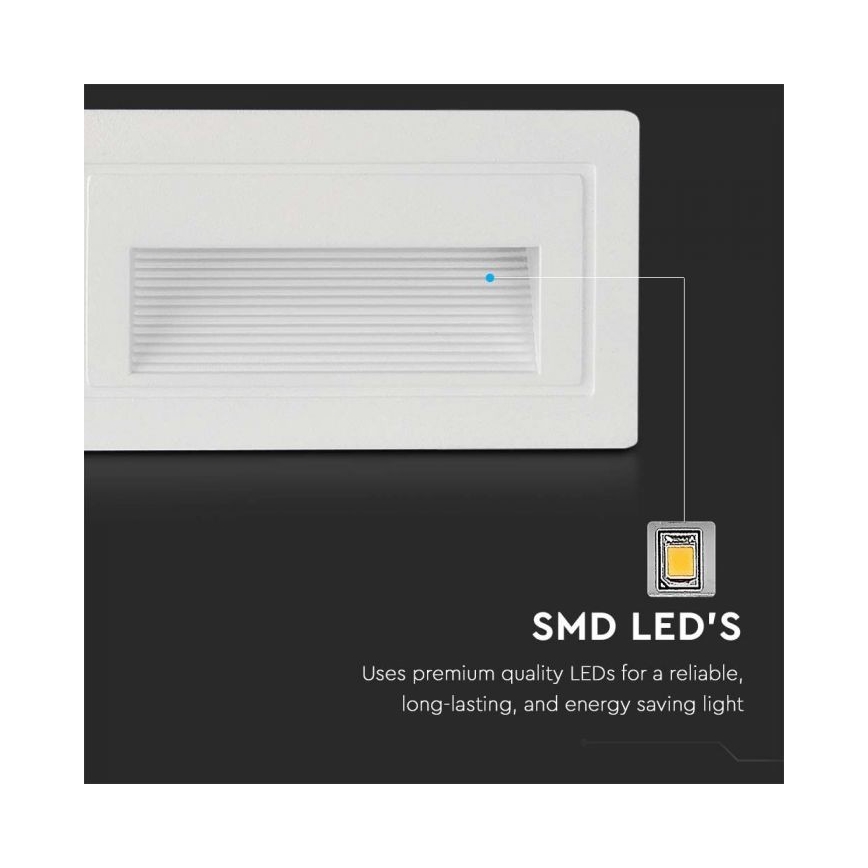 Vonkajšie schodiskové svietidlo LED/3W/230V 3000K IP65 biela