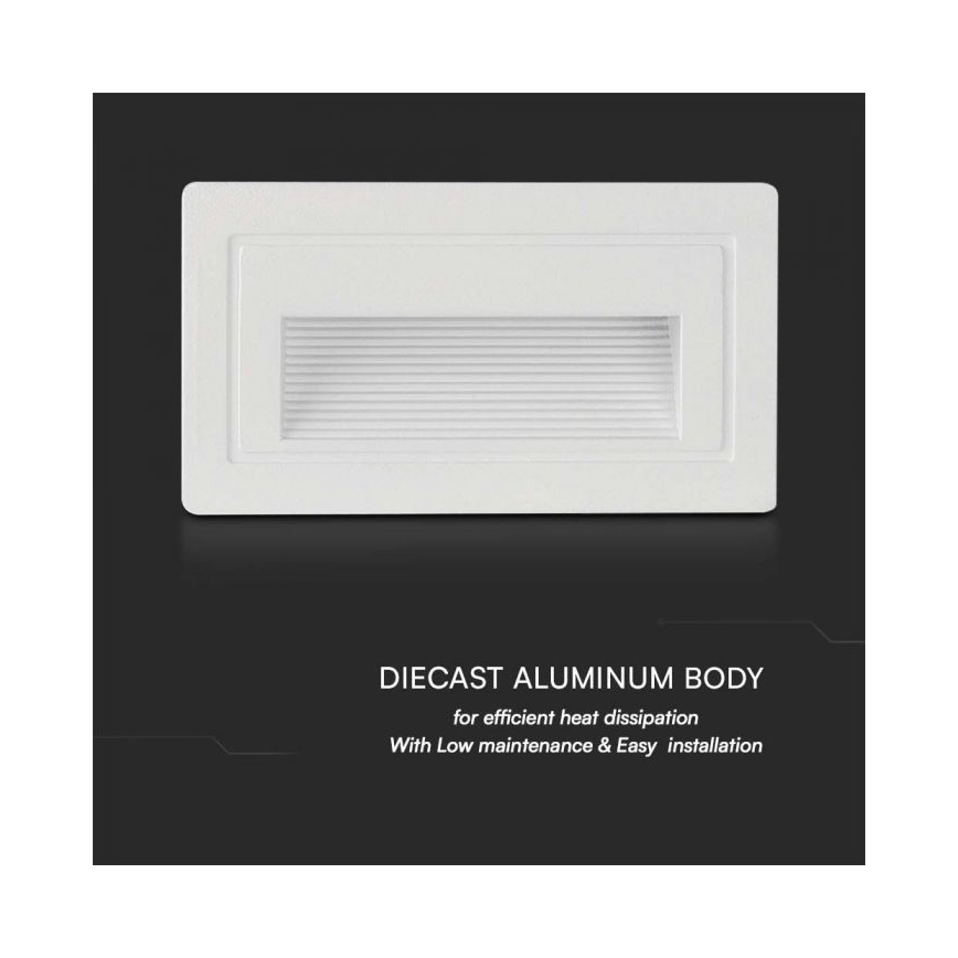Vonkajšie schodiskové svietidlo LED/3W/230V 3000K IP65 biela