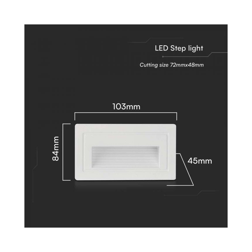 Vonkajšie schodiskové svietidlo LED/3W/230V 3000K IP65 biela