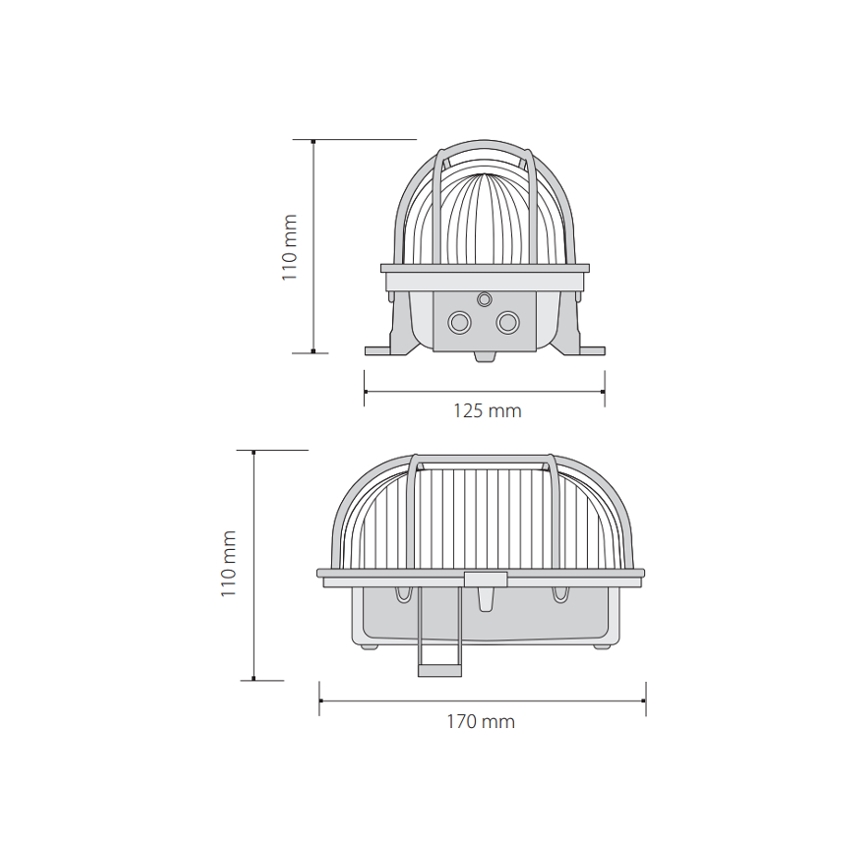 Vonkajšie stropné svietidlo OVAL 1xE27/60W/230V šedá IP44