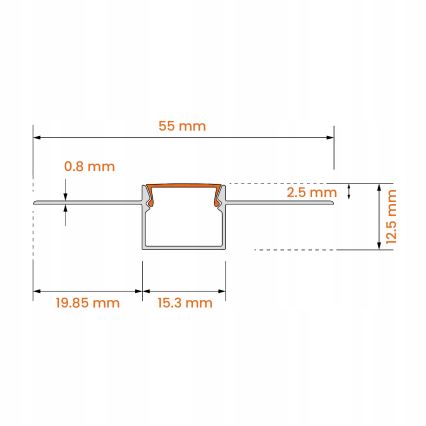 Vstavaný profil pre LED pásiky 1 m strieborný/biely