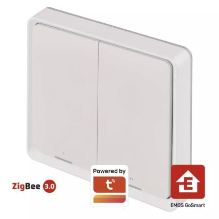 Vypínač 2-tlačidlový GoSmart 1xCR2430 Tuya biela
