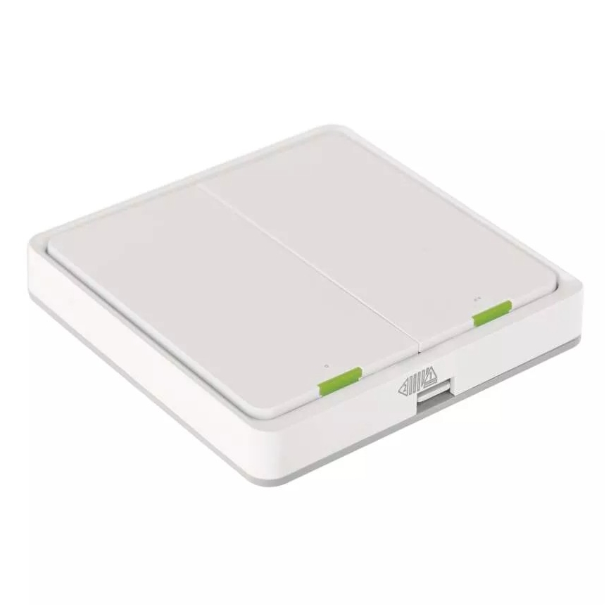 Vypínač 2-tlačidlový GoSmart 1xCR2430 Tuya biela
