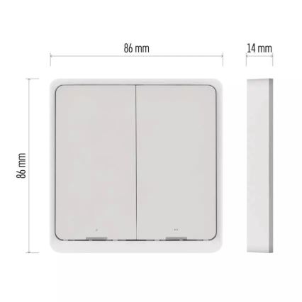 Vypínač 2-tlačidlový GoSmart 1xCR2430 Tuya biela