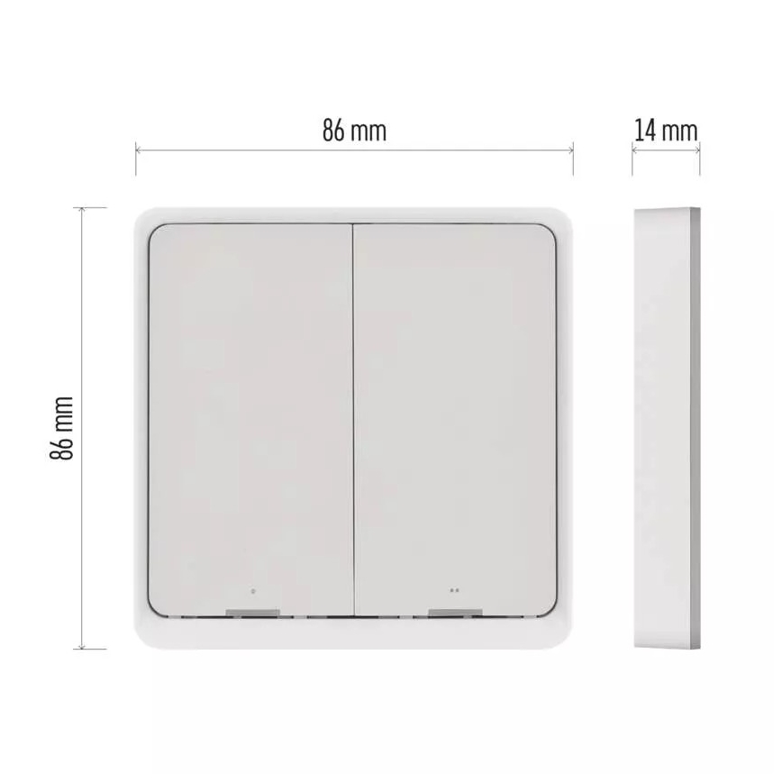 Vypínač 2-tlačidlový GoSmart 1xCR2430 Tuya biela