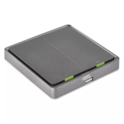 Vypínač 2-tlačidlový GoSmart 1xCR2430 Tuya čierna