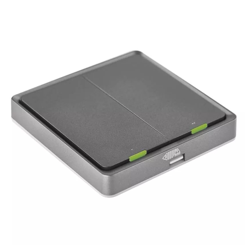 Vypínač 2-tlačidlový GoSmart 1xCR2430 Tuya čierna