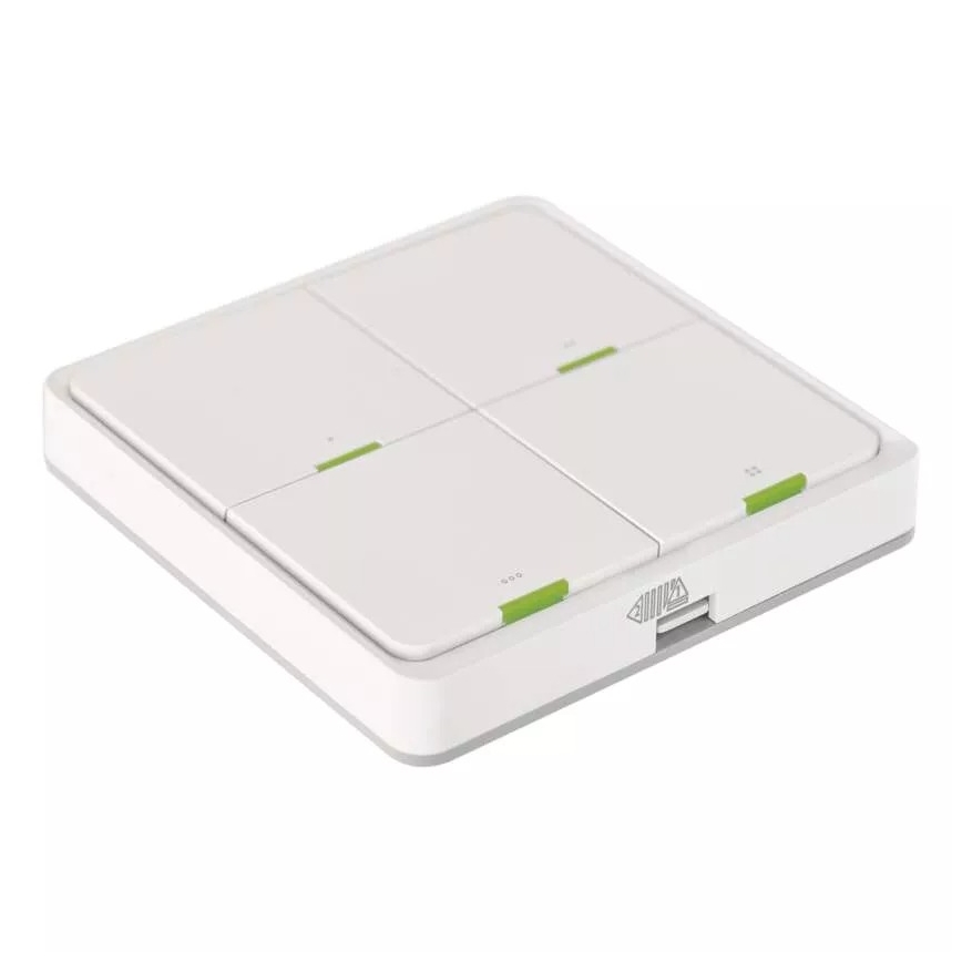 Vypínač 4-tlačidlový GoSmart 1xCR2430 Tuya biela