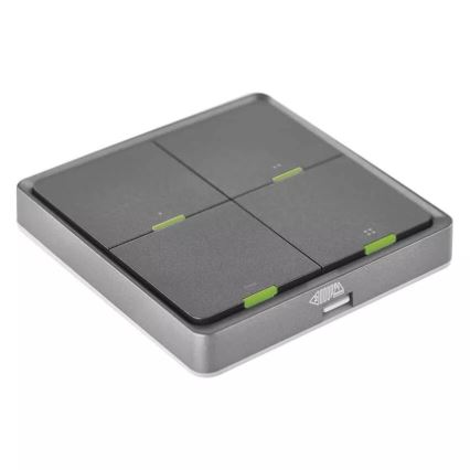 Vypínač 4-tlačidlový GoSmart 1xCR2430 Tuya čierna