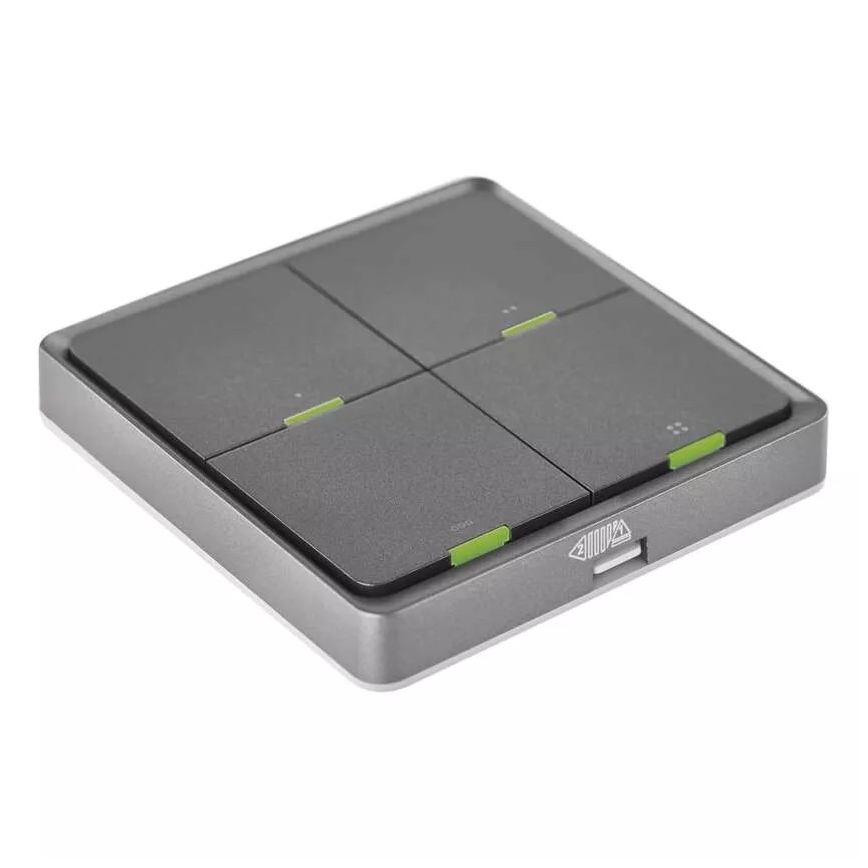 Vypínač 4-tlačidlový GoSmart 1xCR2430 Tuya čierna