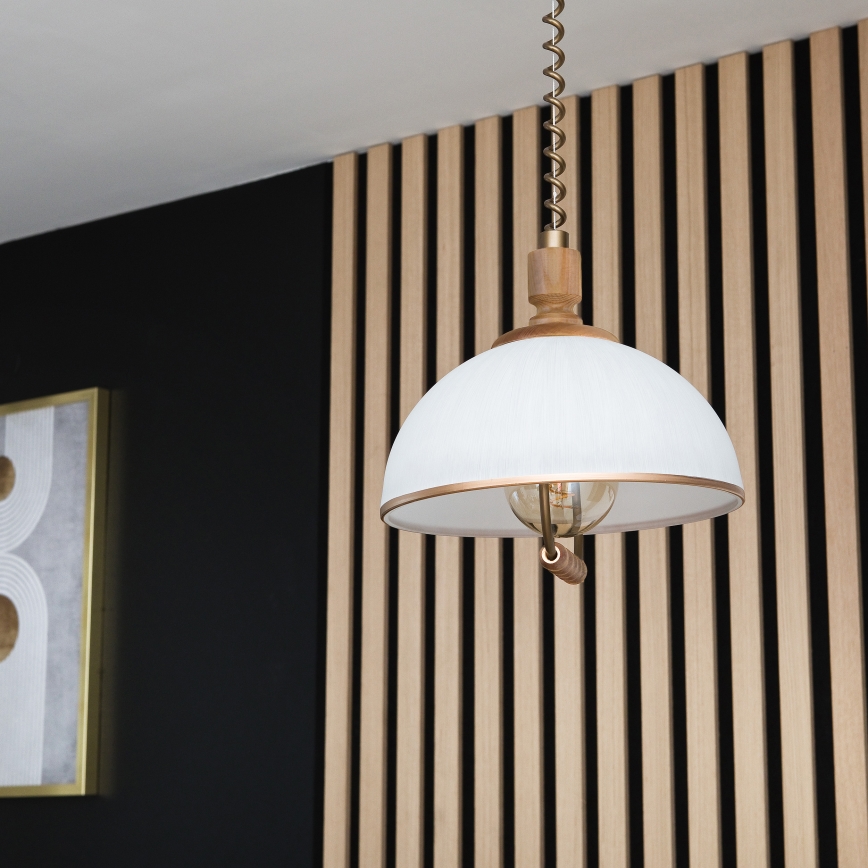 Výsuvný luster RAMONA 1xE27/60W/230V hnedá/biela/dub