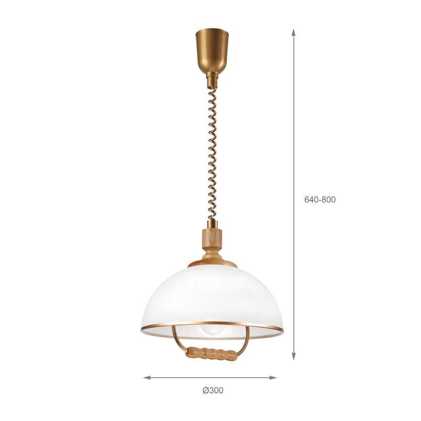 Výsuvný luster RAMONA 1xE27/60W/230V hnedá/biela/dub