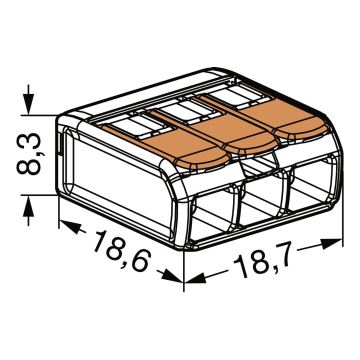 WAGO 221-413 -  Spojovacia svorka COMPACT 3x4 450V oranžová