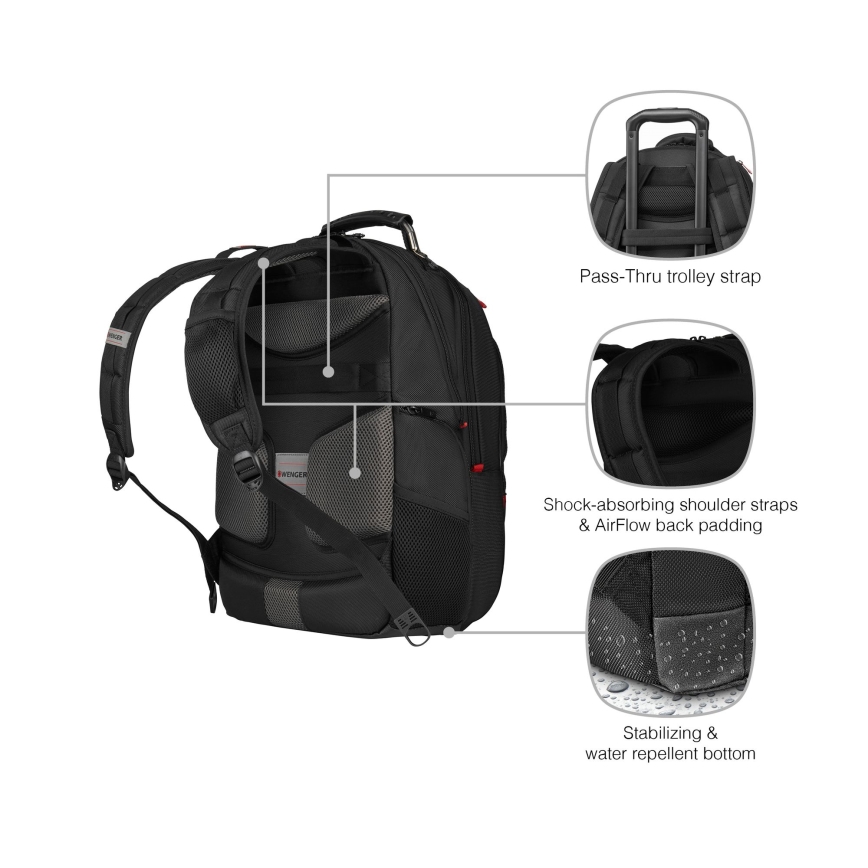 Wenger - Batoh na notebook 25 l 16" s vreckom na tablet 10" Pegasus Deluxe čierna