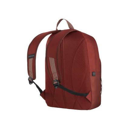 Červenohnedý batoh s nastaviteľnými ramennými popruhmi a sieťovaným chrbtom je zobrazený z boku. Na popruhu je viditeľný nápis SAMSONITE. Batoh je umiestnený na bielom pozadí.