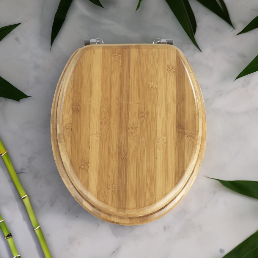 WENKO 144726100 - Toaletné sedadlo BAMBOO 34x41 cm hnedé/strieborné