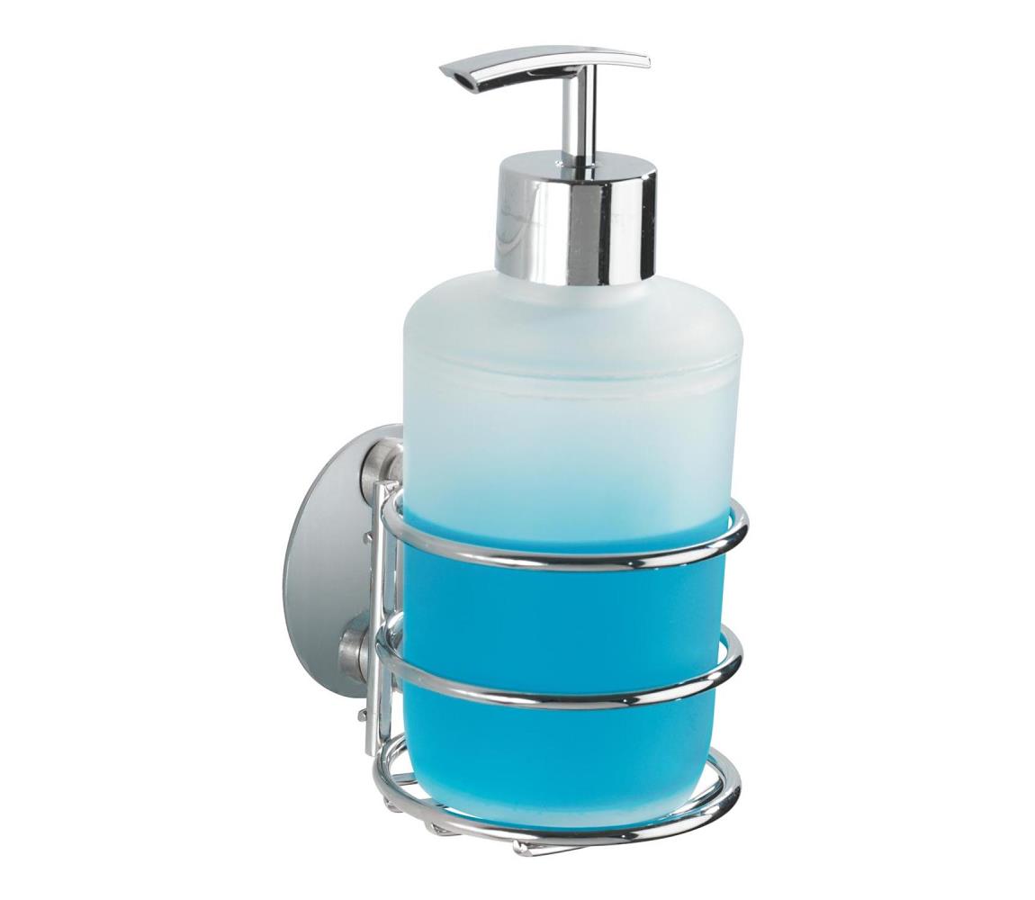 WENKO 18777100-Dávkovač na mydlo TURBO-LOC RUND STAHL 7,5x16,5 cm lesklý chróm/biela 18777100
