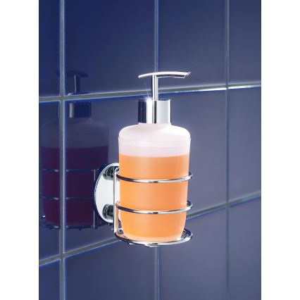 WENKO 18777100-Dávkovač na mydlo TURBO-LOC RUND STAHL 7,5x16,5 cm lesklý chróm/biela