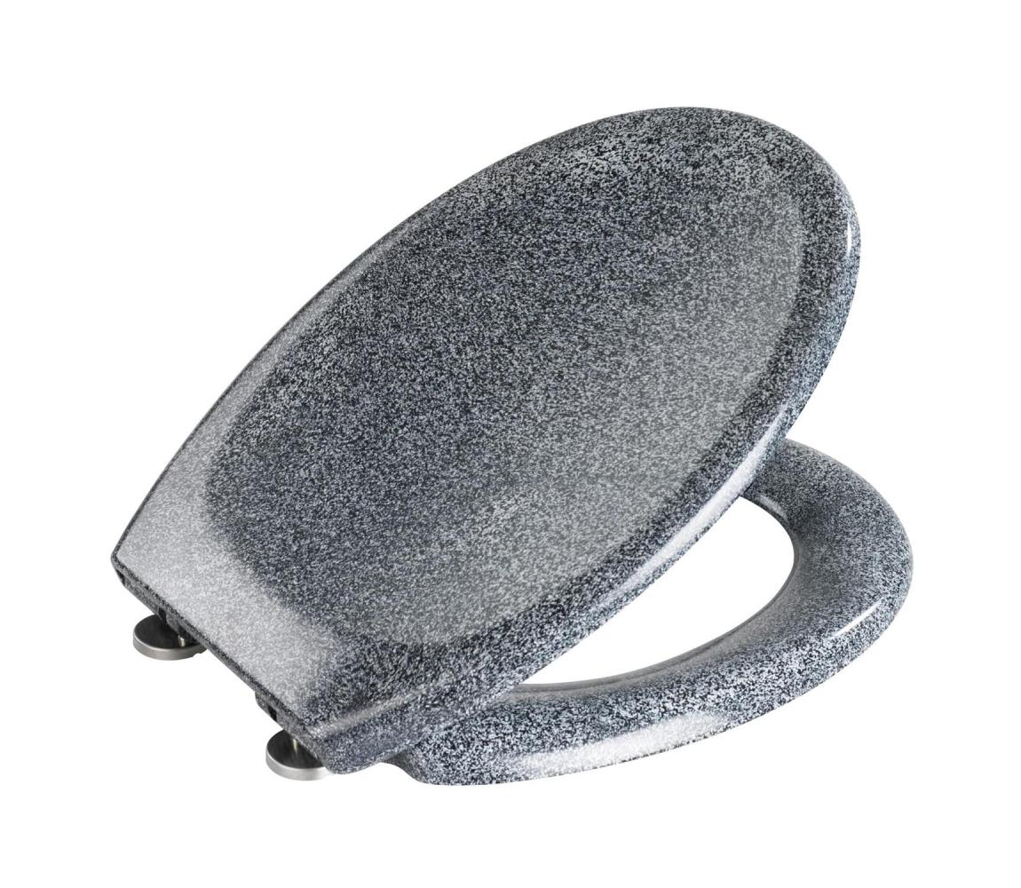 WENKO 18902100-WC toaletné sedadlo OTTANA 44,5x37,5 cm granit/šedá/strieborná 18902100