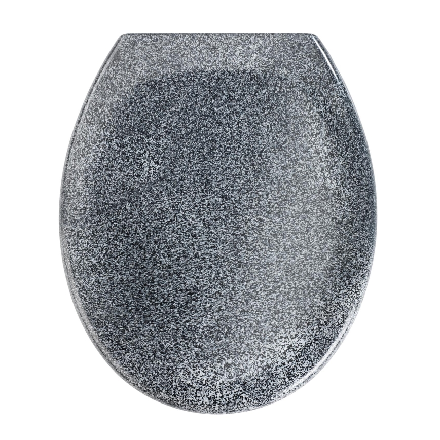 WENKO 18902100-WC toaletné sedadlo OTTANA 44,5x37,5 cm granit/šedá/strieborná