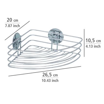 WENKO 18913100-Polica TURBO-LOC okrúhla oceľová 26,5x20 cm lesklý chróm