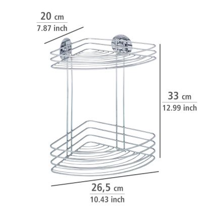 WENKO 18914100 - Rohová polica TURBO-LOC, okrúhla oceľová, 26,5x33 cm, lesklý chróm