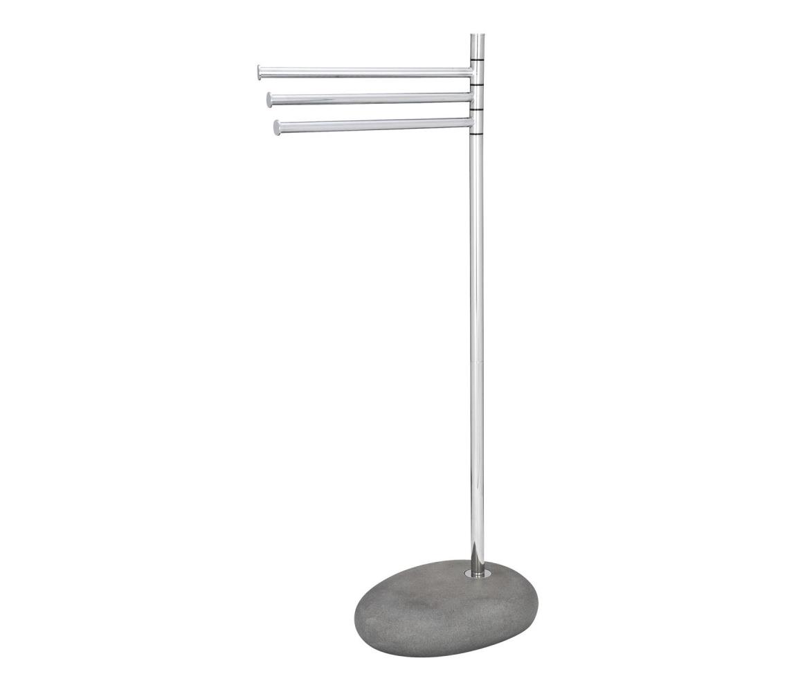 WENKO 19493100 - Stojan na uteráky PEBBLE STONE 38x84 cm lesklý chróm/šedý 19493100