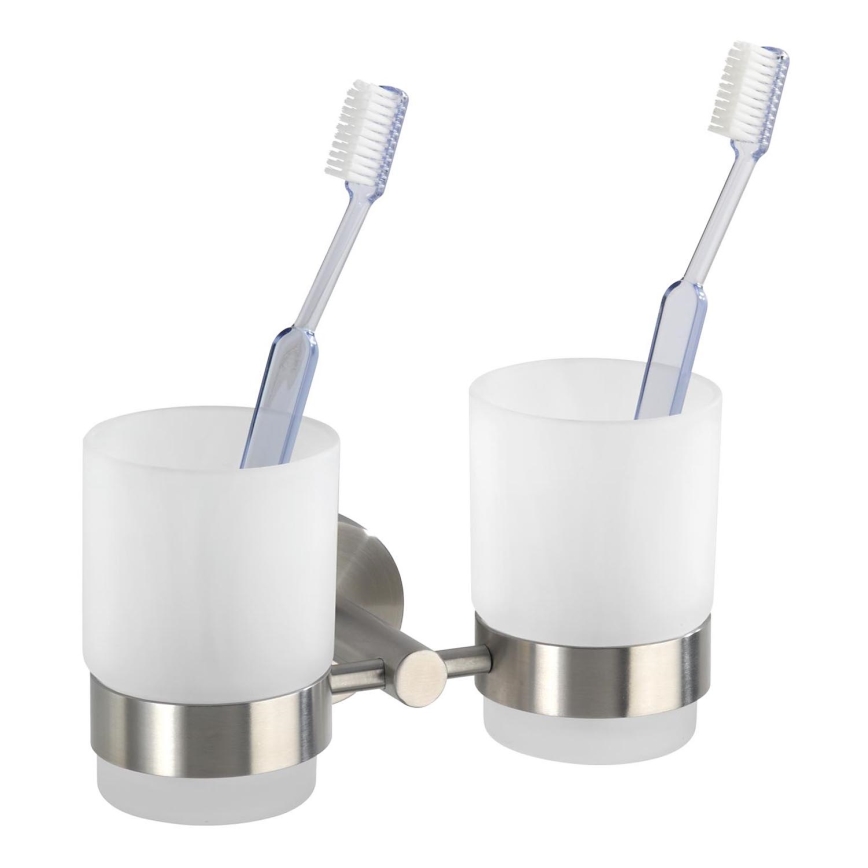 WENKO 19638100 - Držiak na zubné kefky BOSIO MATT 17,5x9,5 cm nerez/strieborný