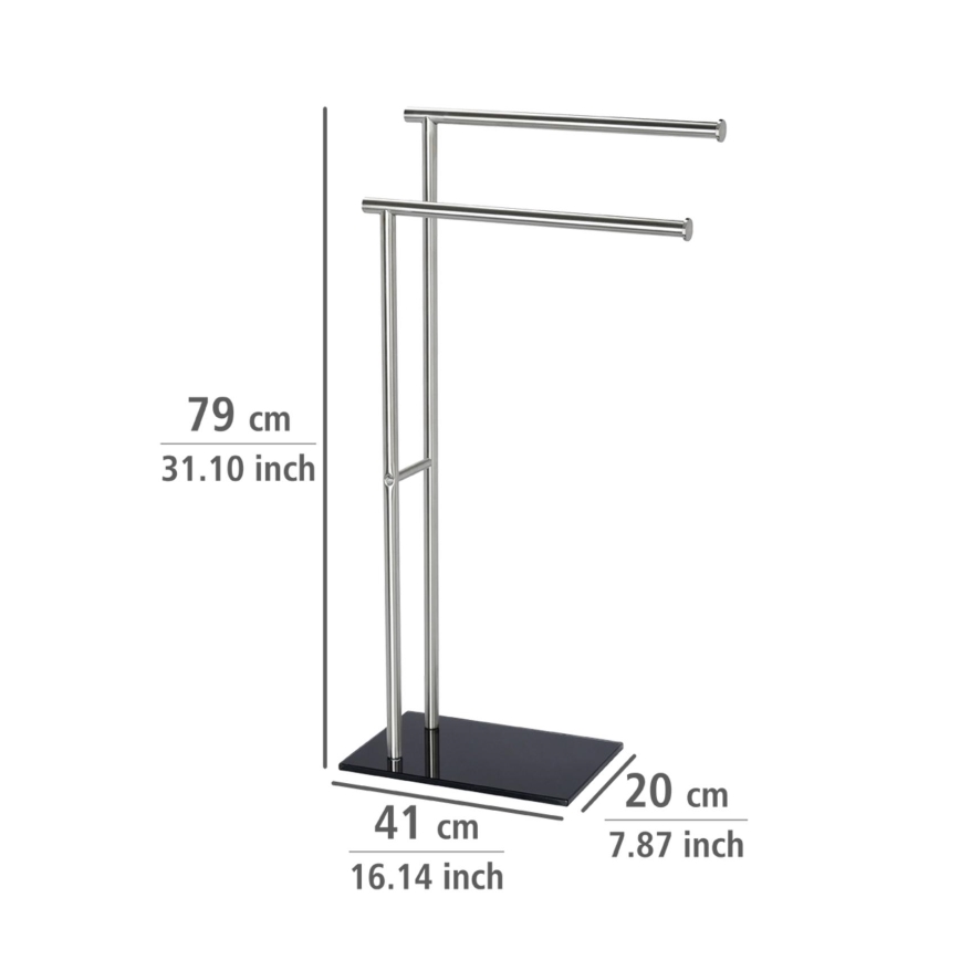 WENKO 20390100 - Stojan na uteráky LIMA 41x79 cm nerez/satén/čierna