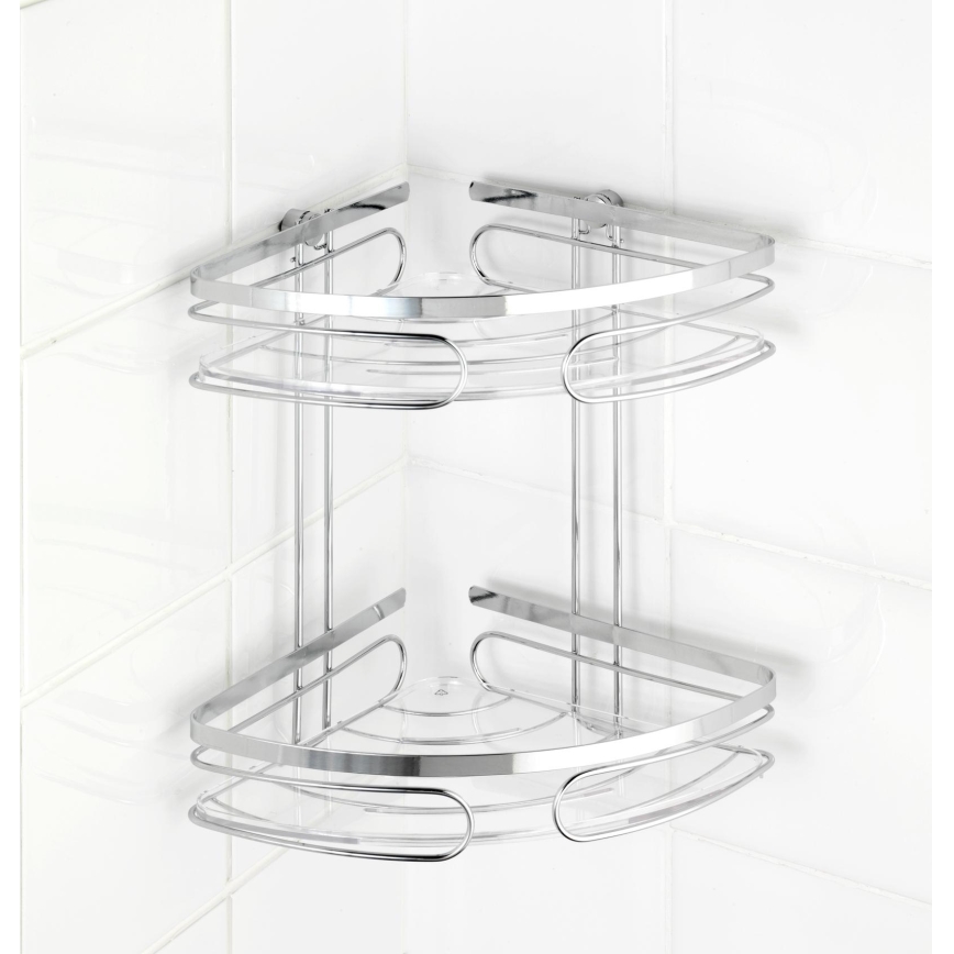 WENKO 20412100-Rohový regál PREMIUM NEREZOVÁ OCEĽ 26,5x27,5 cm nerezový/strieborný