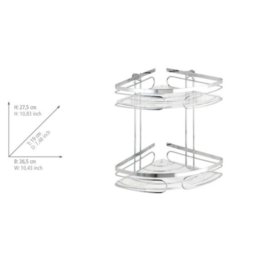 WENKO 20412100-Rohový regál PREMIUM NEREZOVÁ OCEĽ 26,5x27,5 cm nerezový/strieborný