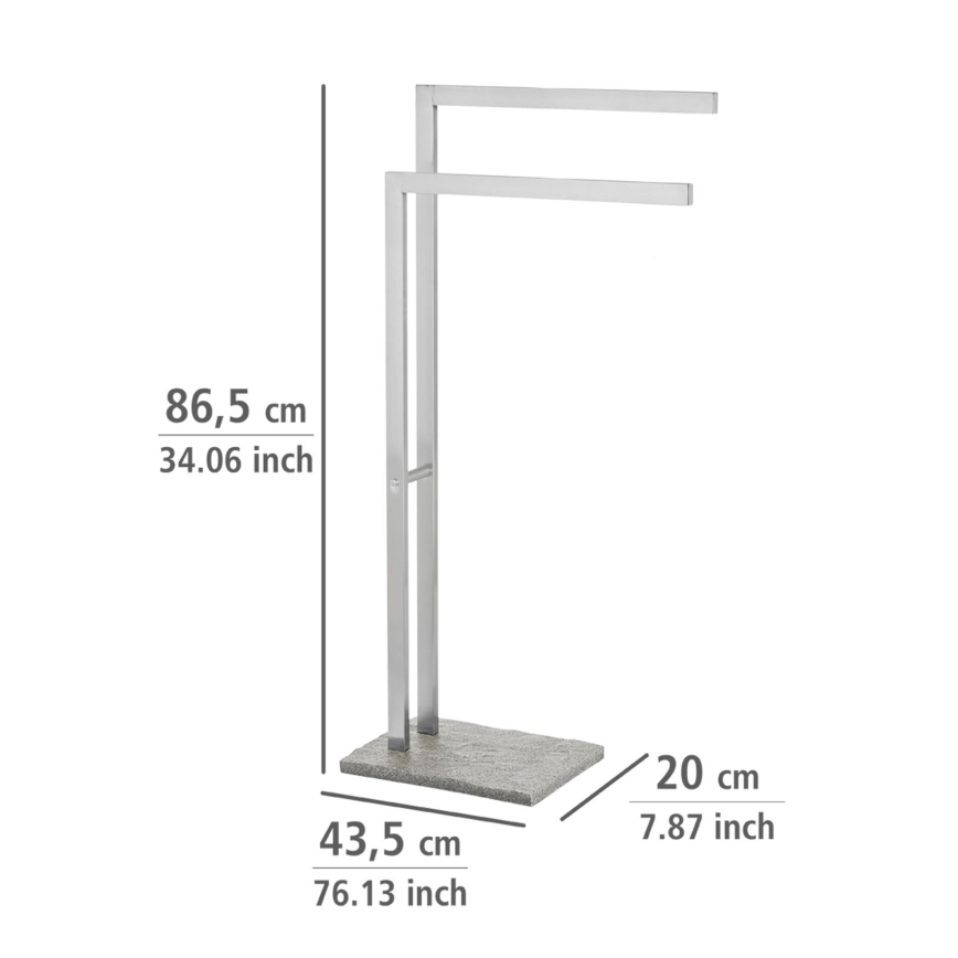 WENKO 20603100 - Stojan na uteráky GRANIT 43,5x86,5 cm nerezová oceľ/satén/sivá