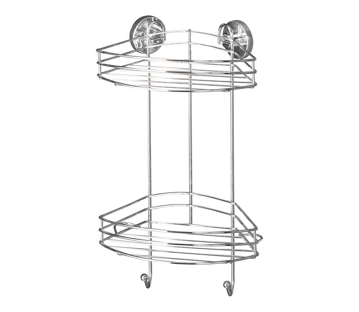 WENKO 20885100-Rohová polica VACUUM-LOC RUND STAH 24,5x41 cm lesklý chróm 20885100