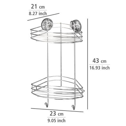 WENKO 20885100-Rohová polica VACUUM-LOC RUND STAH 24,5x41 cm lesklý chróm
