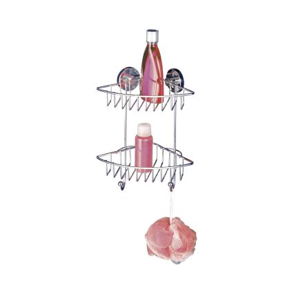 WENKO 20888100 - Rohový regál VACUUM-LOC okrúhly oceľový 22,5 x 29,5 cm, lesklý chróm