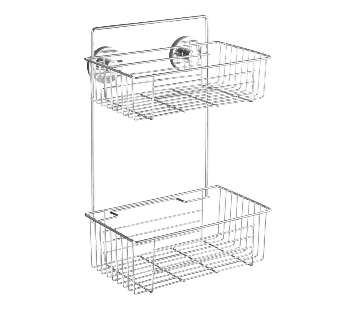 WENKO 20889100-Polica VACUUM-LOC, okrúhla oceľová, 26x38 cm, lesklý chróm 20889100