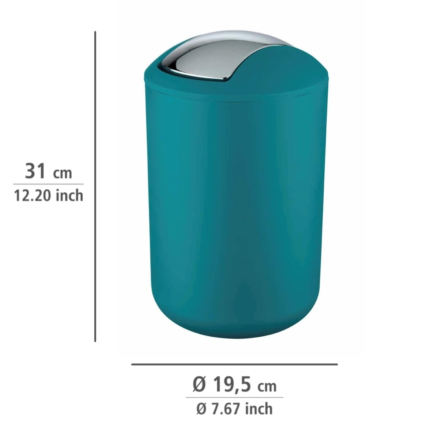 WENKO 21227100 - Odpadkový kôš BRASIL 19,5x31 cm tyrkysový/lesklý chróm