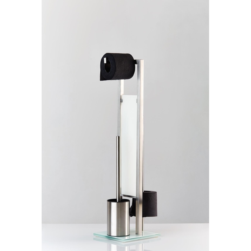 WENKO 21564100 - WC kefa RIVALTA 18x70 cm nerez/strieborná/biela/čierna